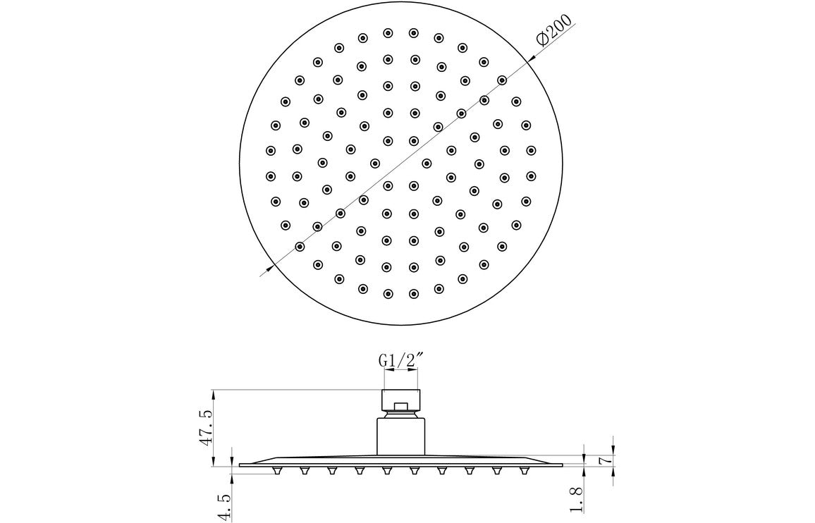 Round Ultraslim Showerhead - St/Steel-Shower Heads-DICM0636-
