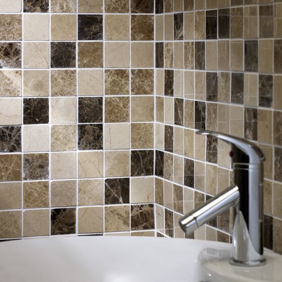 Emperador Mix Polished Marble Mosaic Wall and Floor Tile 30x30cm