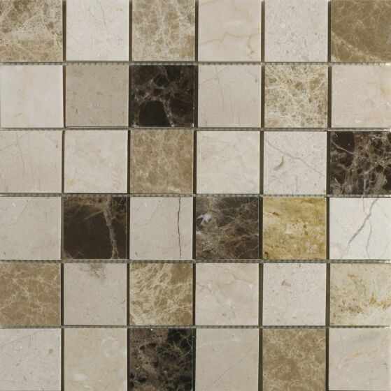 Verona Emperador Mix Polished Marble Mosaic Wall and Floor Tile 30x30cm