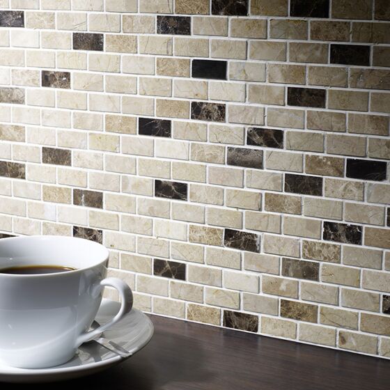 Expresso Polished Marble Mosaic Wall and Floor Tile 30x30cm