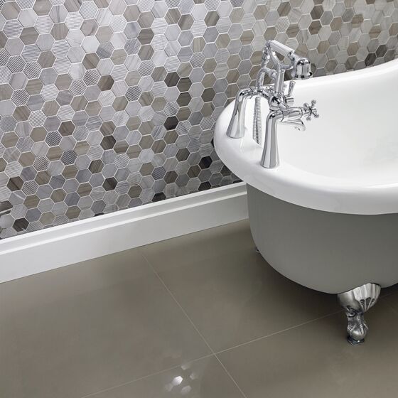 Coffee Stone Hexagon Mixed Finish Marble Mosaic Wall and Floor Tile 30x30cm