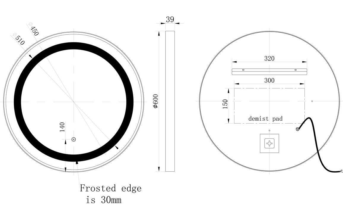 Saar 600mm Round Front-Lit LED Mirror-Mirrors-DIMR0032-