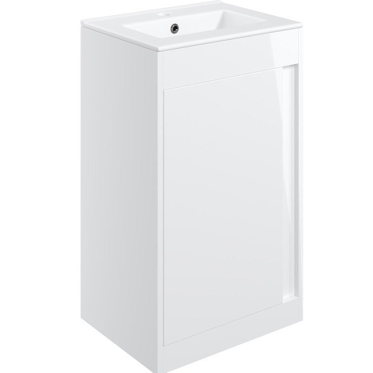 Saumur 510mm Floor Standing Unit Inc. Basin - White Gloss-Bathroom Furniture-DIFTP2216-