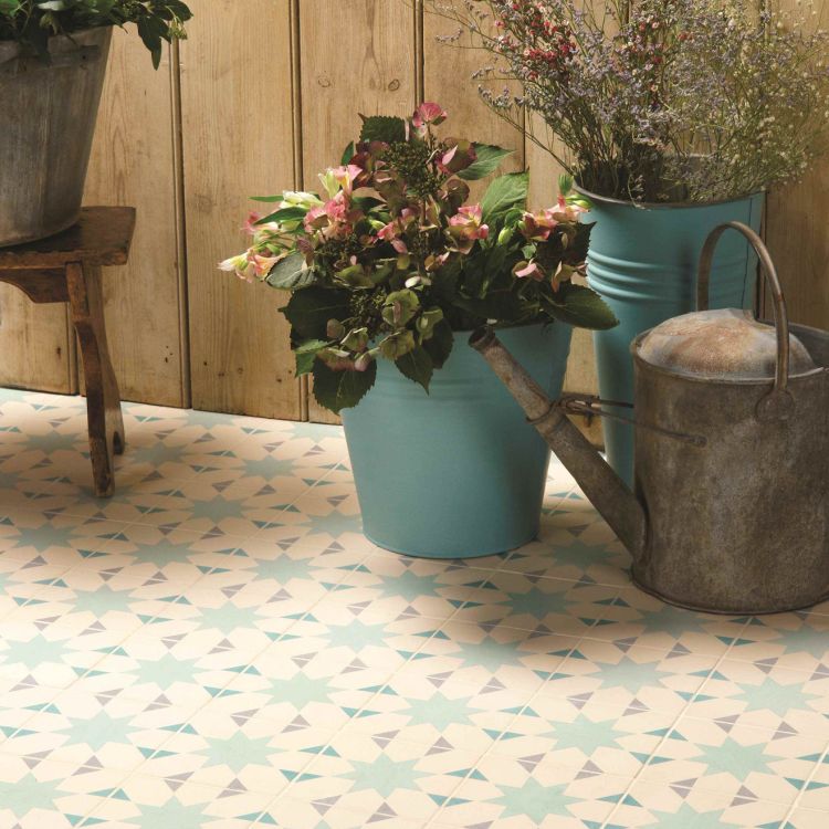 Original Style Odyssey Primo Seville Light Grey, Light Jade and Dark Jade on White 15x15cm