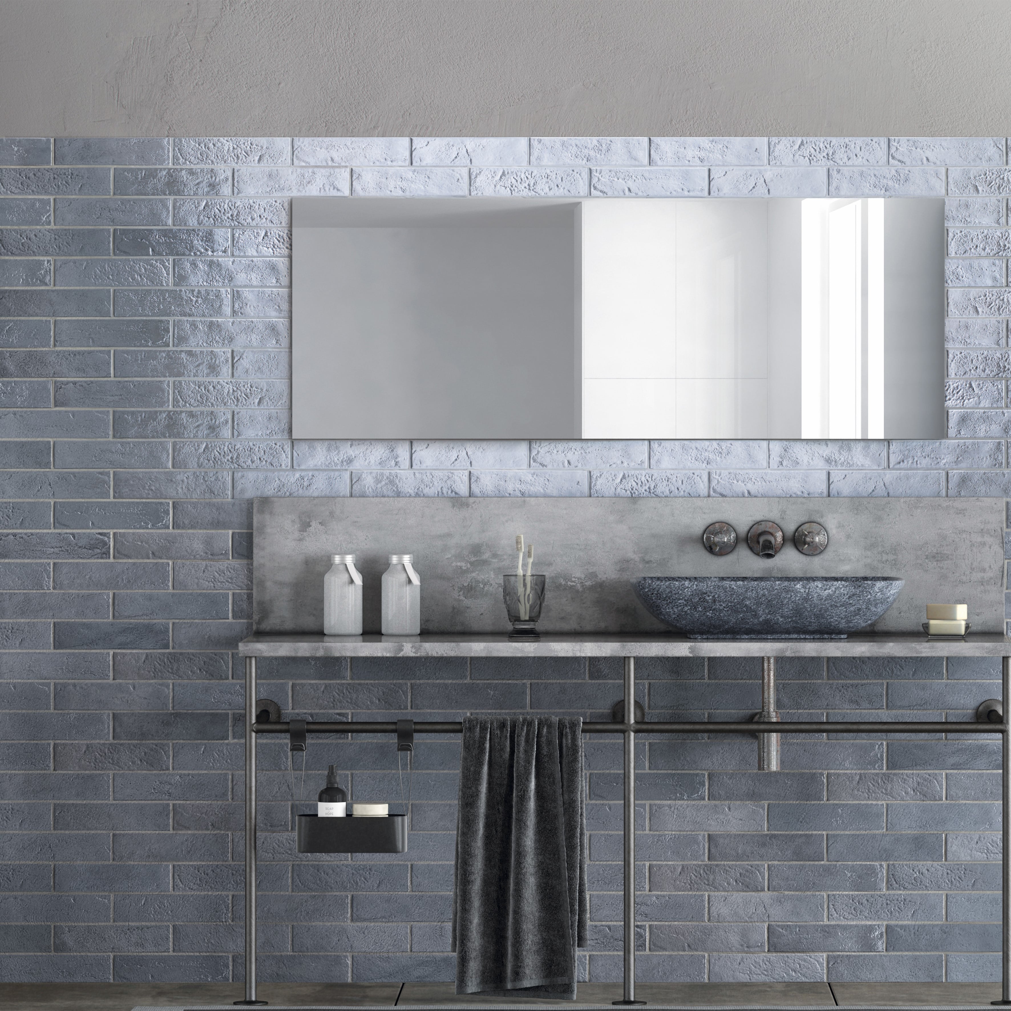 Skyline Blue Glass Effect Wall Tile 6x25cm