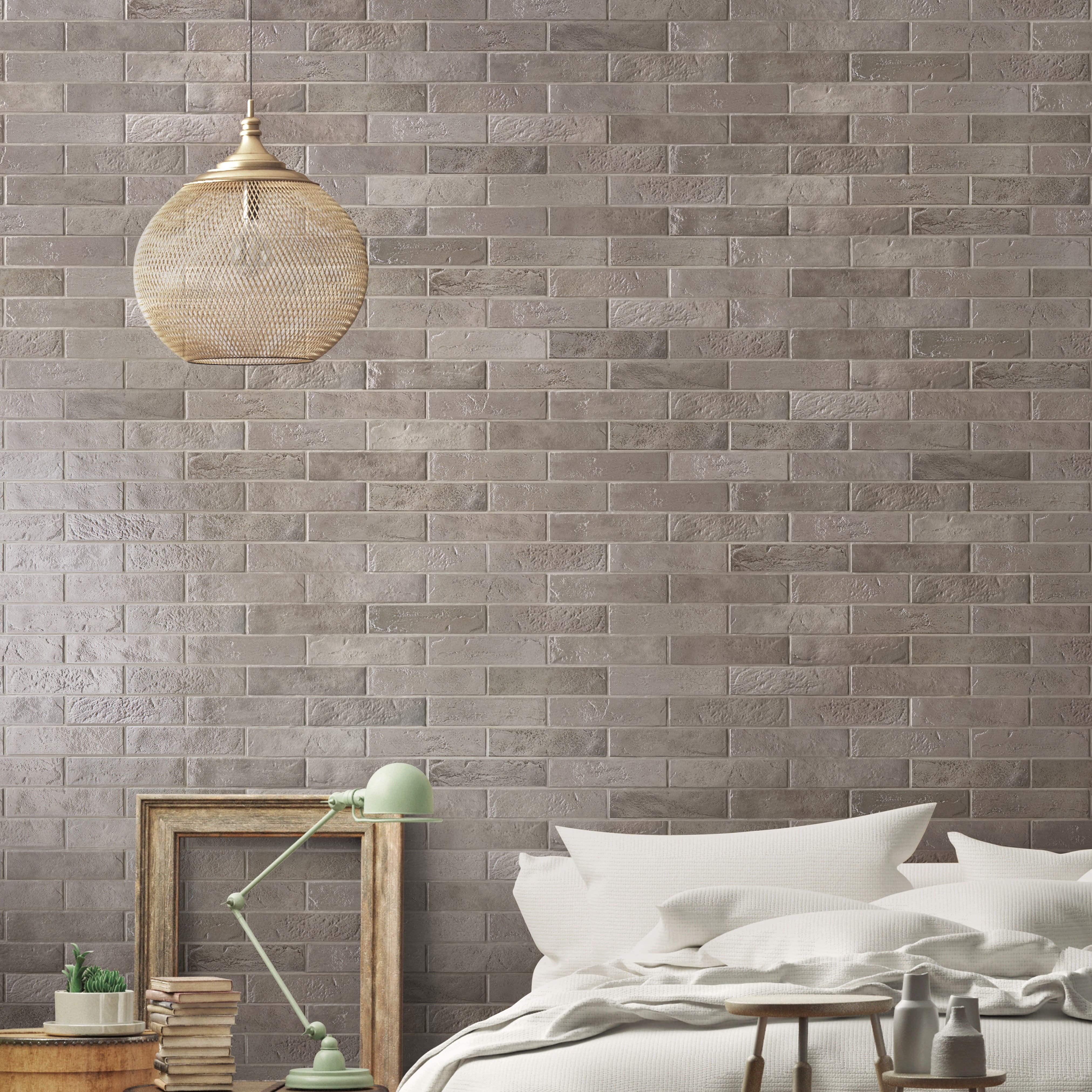 Skyline Taupe Glass Effect Wall Tile 6x25cm