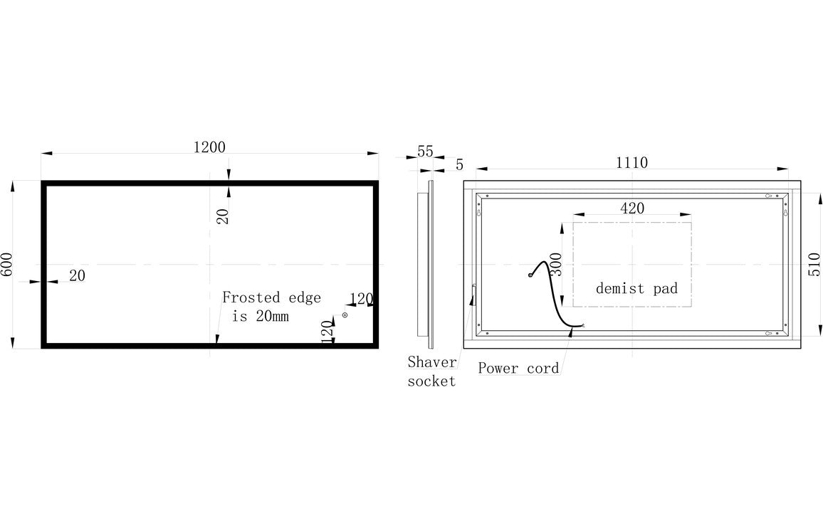 Solana Rectangle Edge-Lit LED Mirror-Mirrors-DIMS0084-