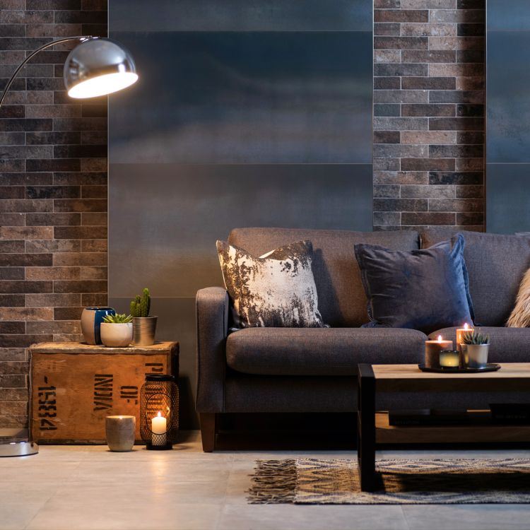 Original Style Tileworks Steel Midnight Blue Rectified Glazed Metallic-finish Porcelain Tile 60x120cm