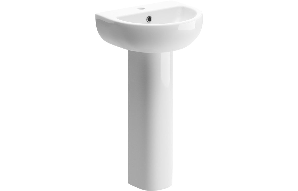 Tammy 450x400mm 1TH Basin & Full Pedestal-Basins-DIPBP1158-