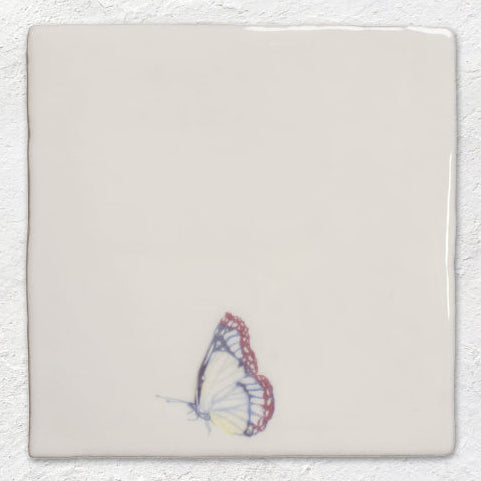 The Winchester Tile Collection Butterflies on Cotton Ceramic Tile 13x13cm Painted Beauty Decorative Tile Pastel On Cotton