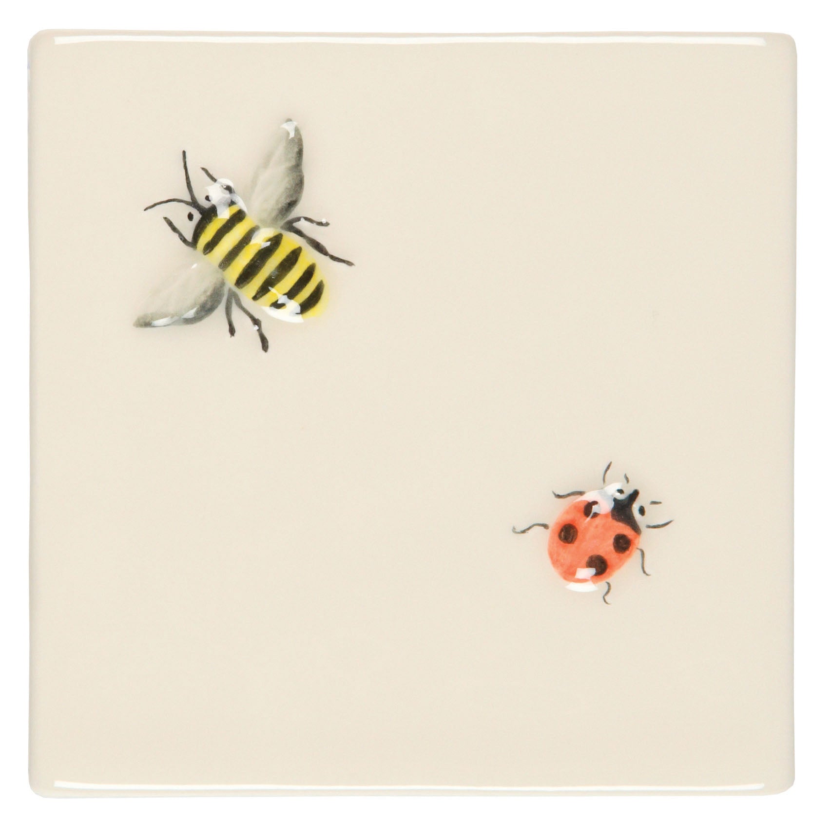 The Winchester Tile Collection Classic Bugs on Off White-Ladybird & Bee On Off White-IM-0004554