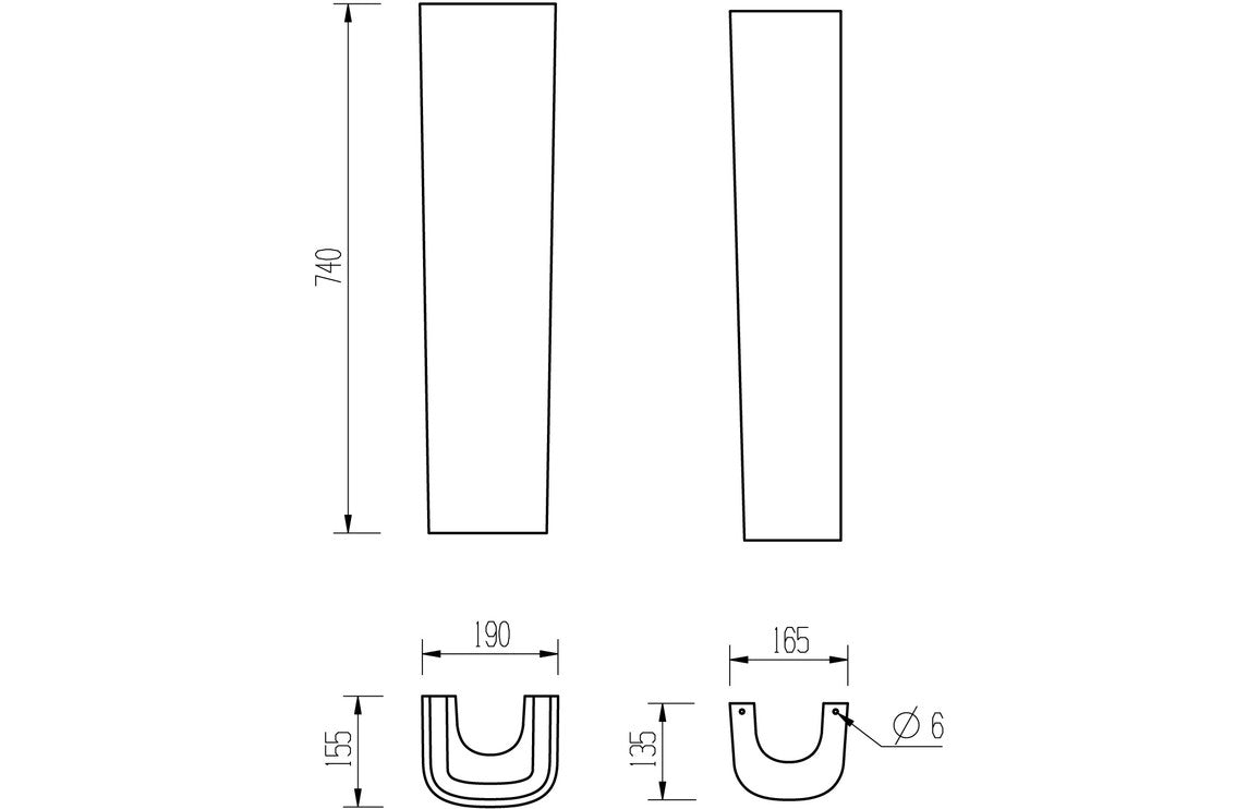 Tilly 600x400mm 1TH Basin & Full Pedestal-Basins-DIPBP1146-