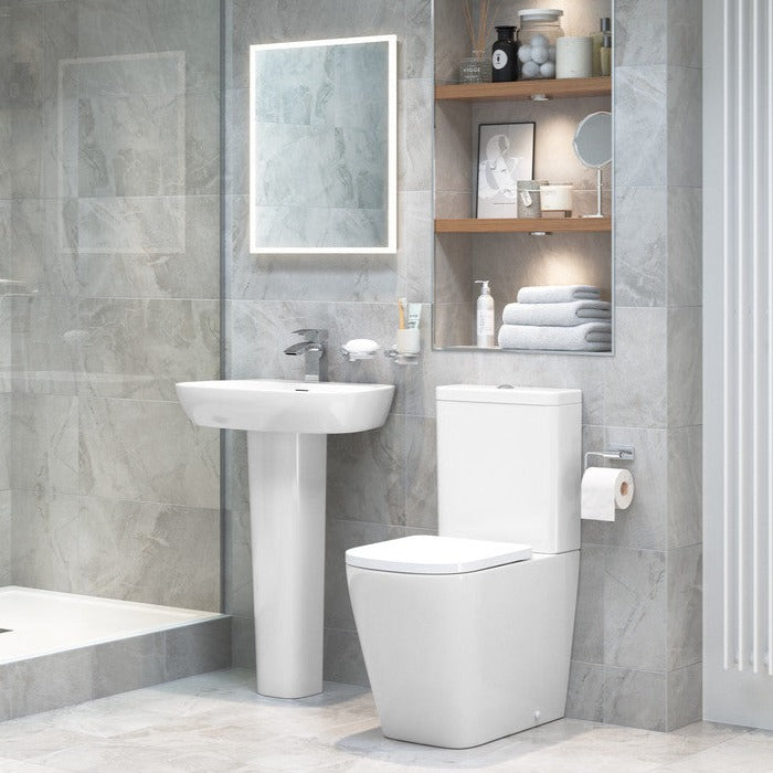 Tilly Rimless Close Coupled Comfort Height WC Fully Shrouded & Soft Close Seat-Toilets-DIPTP0176-