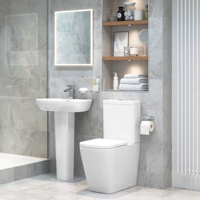 Tilly Rimless Close Coupled Open Back Comfort Height WC & Soft Close Seat-Toilets-DIPTB0298-