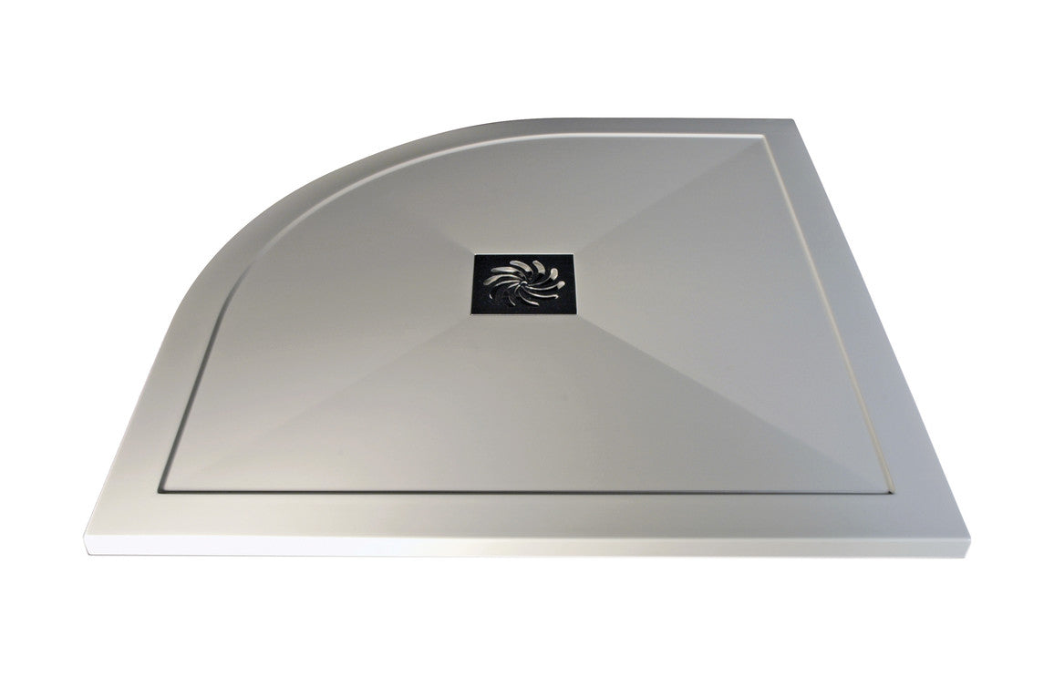 Ultra-Slim Anti Slip Offset Quadrant Shower Tray & Waste-Shower Trays-DIETP1474-1000x800mm-Left Hand-