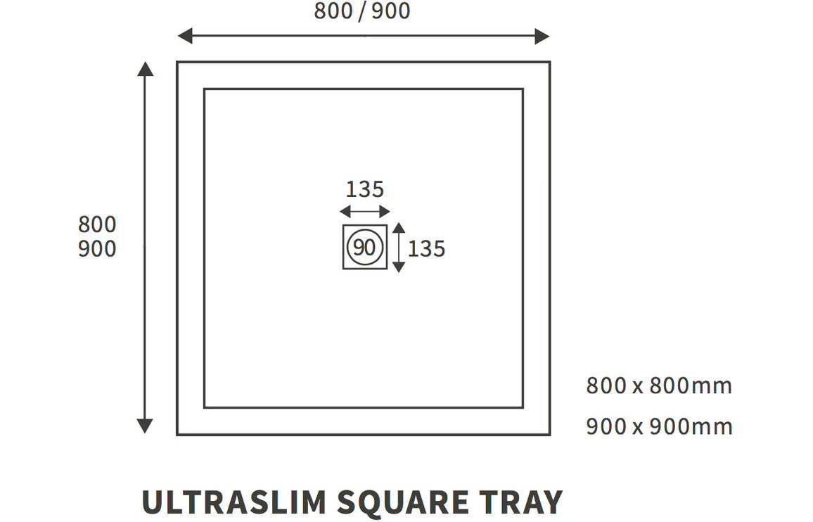 Ultra-Slim Anti Slip Square Shower Tray & Waste-Shower Trays-DIETP1422-