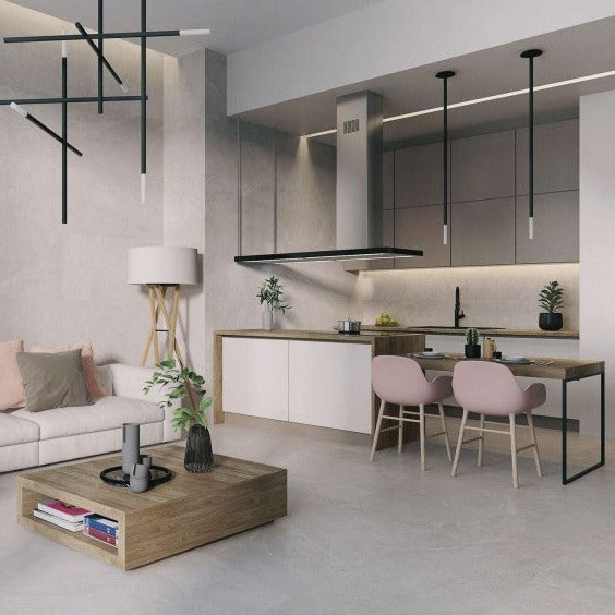 Verbier Grey Stone Effect Porcelain Floor Tile 60x60cm