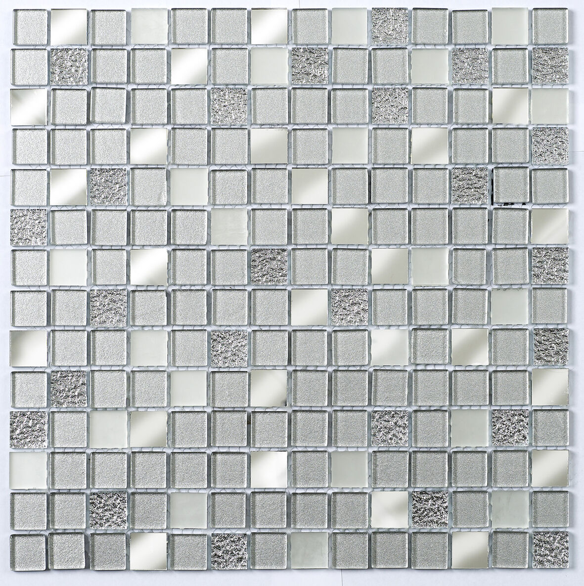 Verona Platinum Silver Glass/Mirror Mix Mosaic 23x23mm