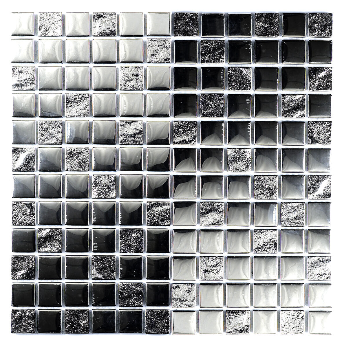 Chrome Pattern Glass Mosaic 23x23mm
