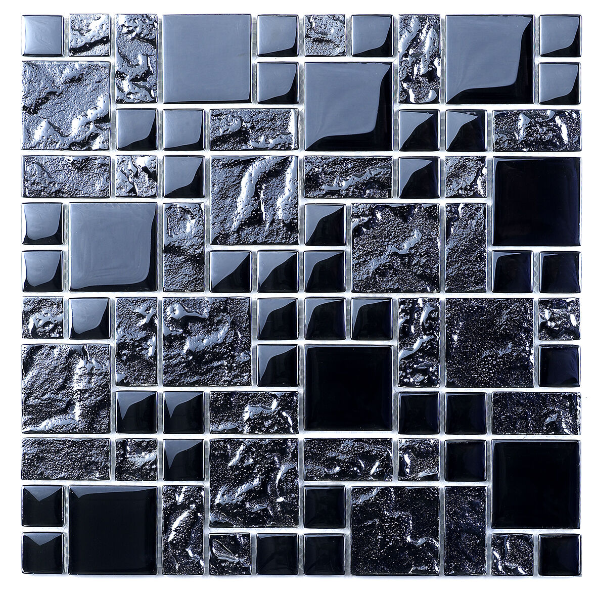 Black Reflective Mix Glass Modular Mosaic
