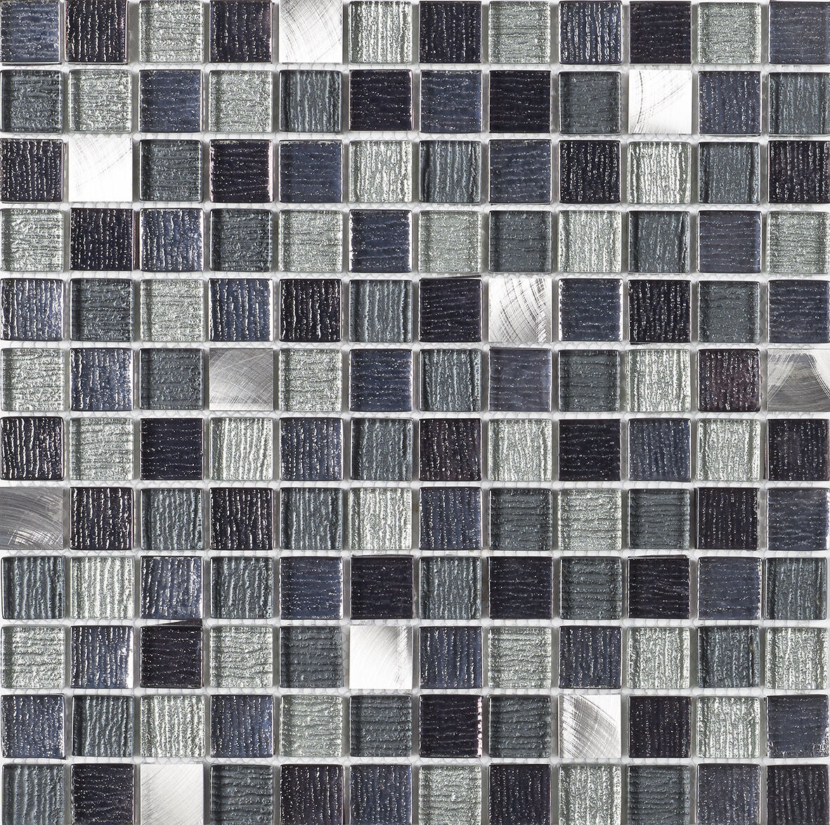 Verona Galactic Black Glass & Metal Mix Mosaic 23x23mm