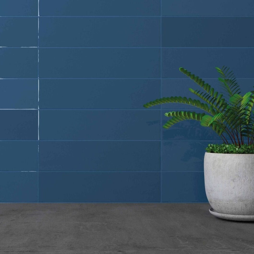 Crafted Gradient Plain Denim Ceramic Wall Tile 7.5x30cm