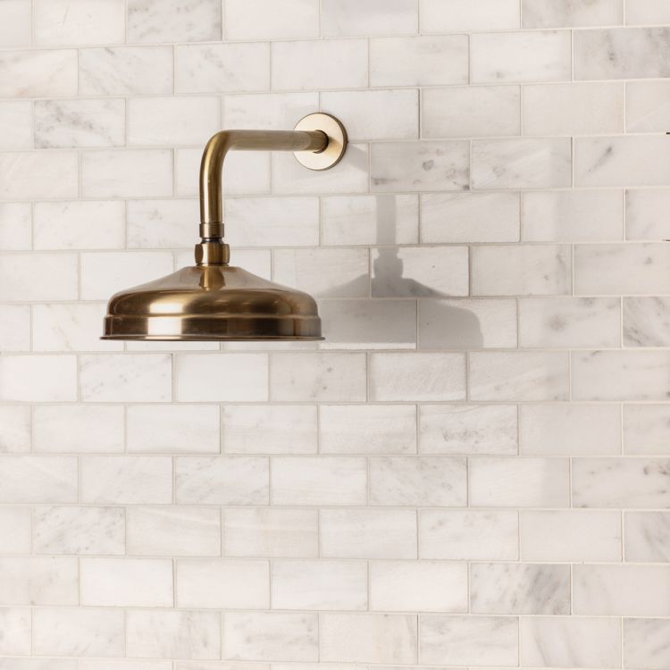 Original Style Earthworks Viano White Polished Brickbond Mosaic Tile 26x30cm