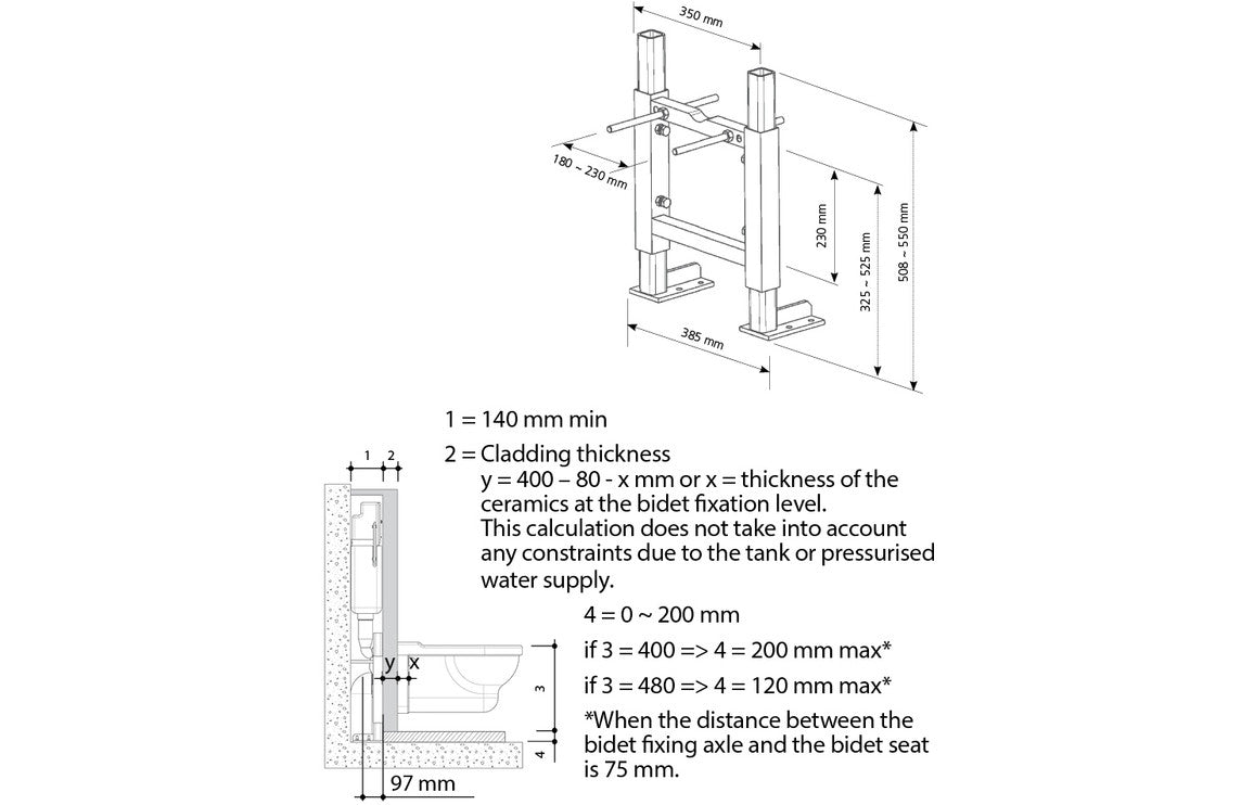 Wall Hung 0.5m WC Frame (exc. Cistern)-Frames, Flushplates & Cisterns-CAPDIAC0290-