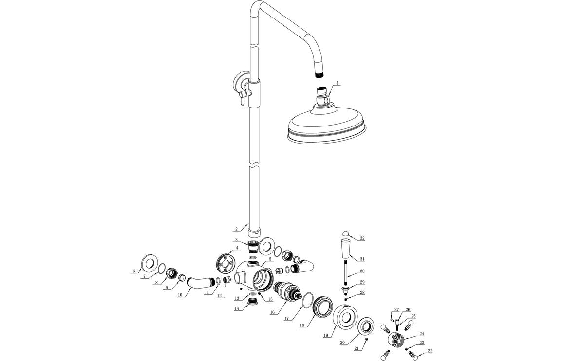 Warwick Traditional Shower Pack - Concentric Single Outlet Shower Valve & Overhead Kit-Shower Sets-DICM0590-