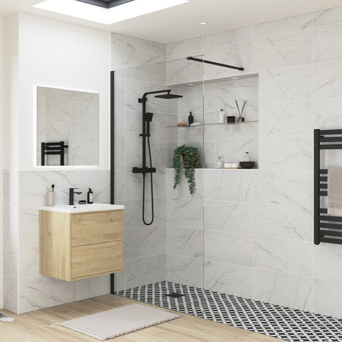 Wet Room Front Panel Black 1000mm-Shower Enclosures-DIEWP1244-