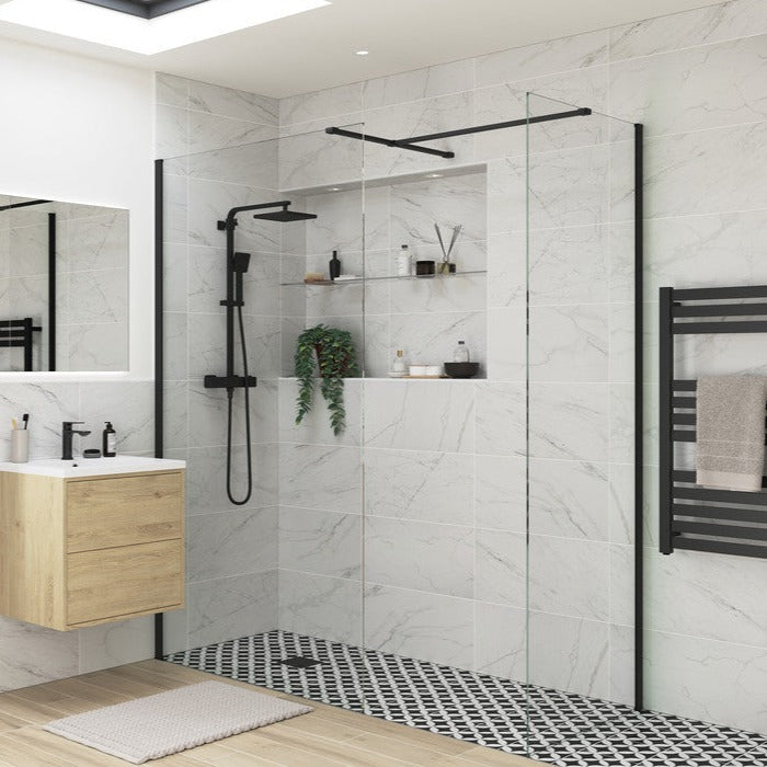 Wetroom Side Panel Black 800mm-Shower Enclosures-DIEWTP9046-