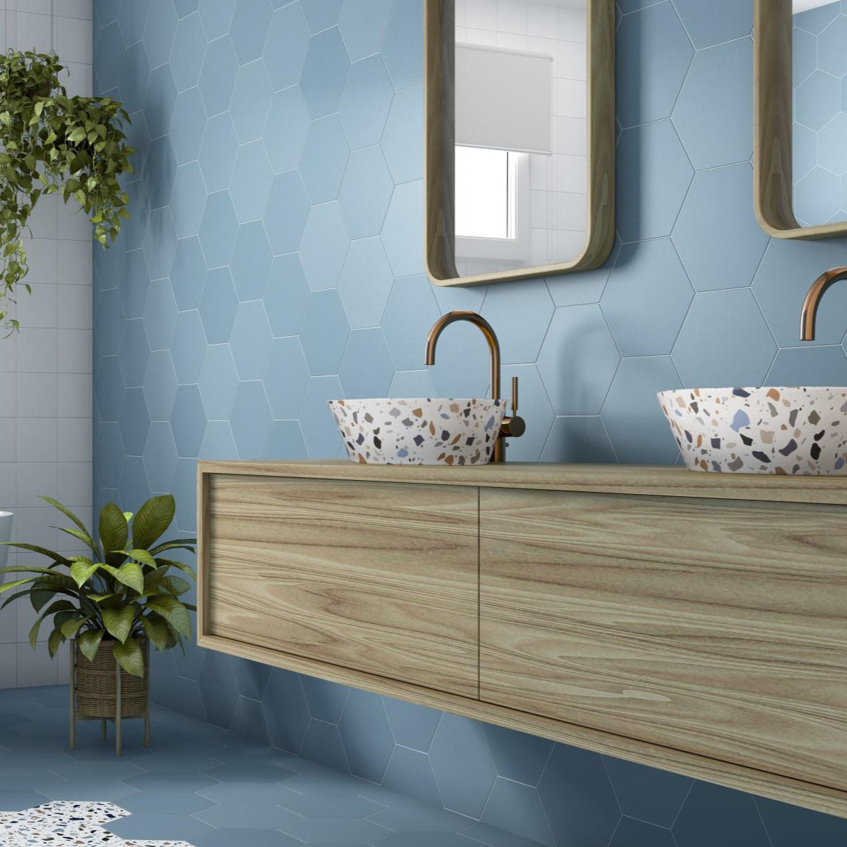 Dune Chicago Hexagon Ocean Porcelain Tile 21.5x25cm