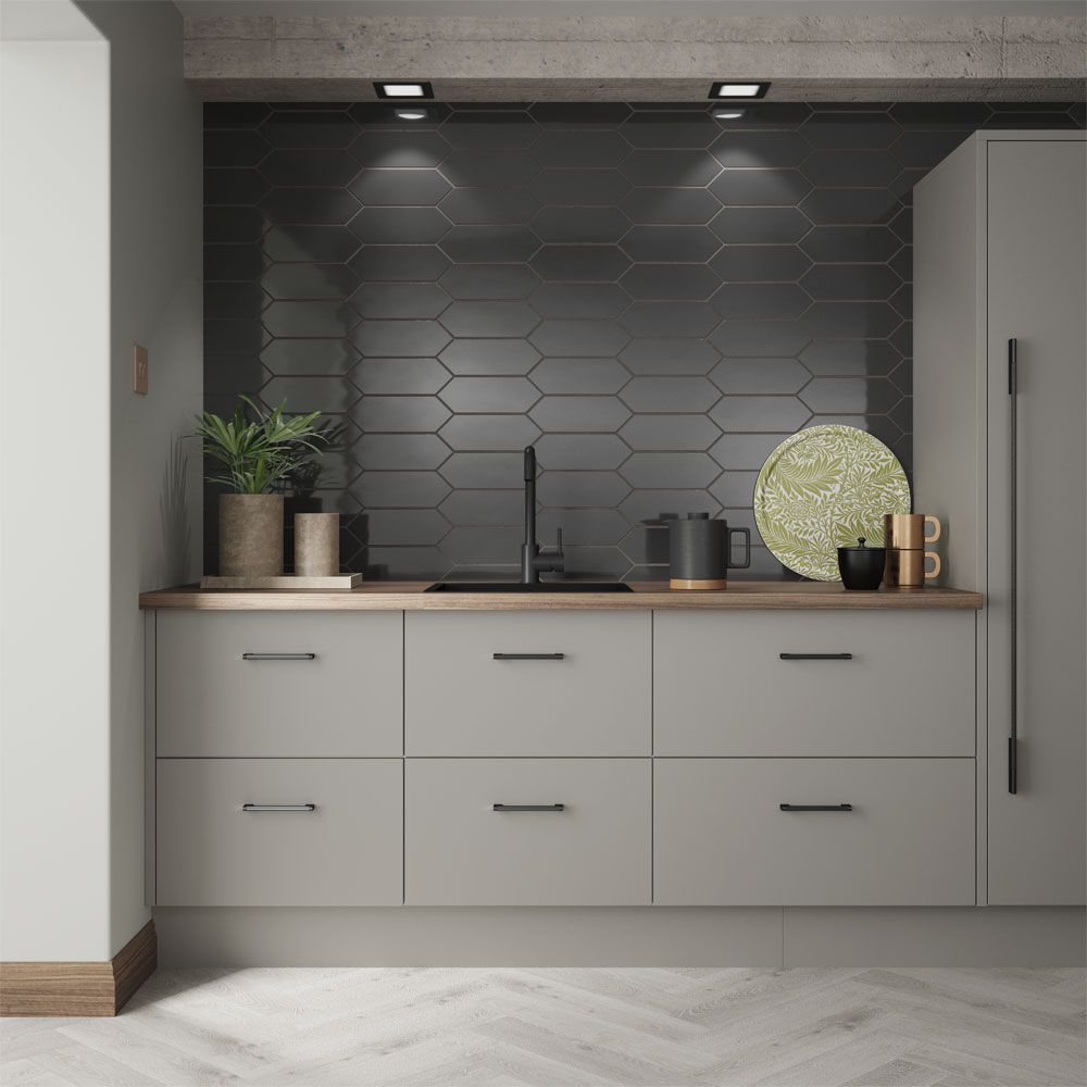 Cast Charcoal Glazed Ceramic Wall Tile 10x30cm-Verona-P12261
