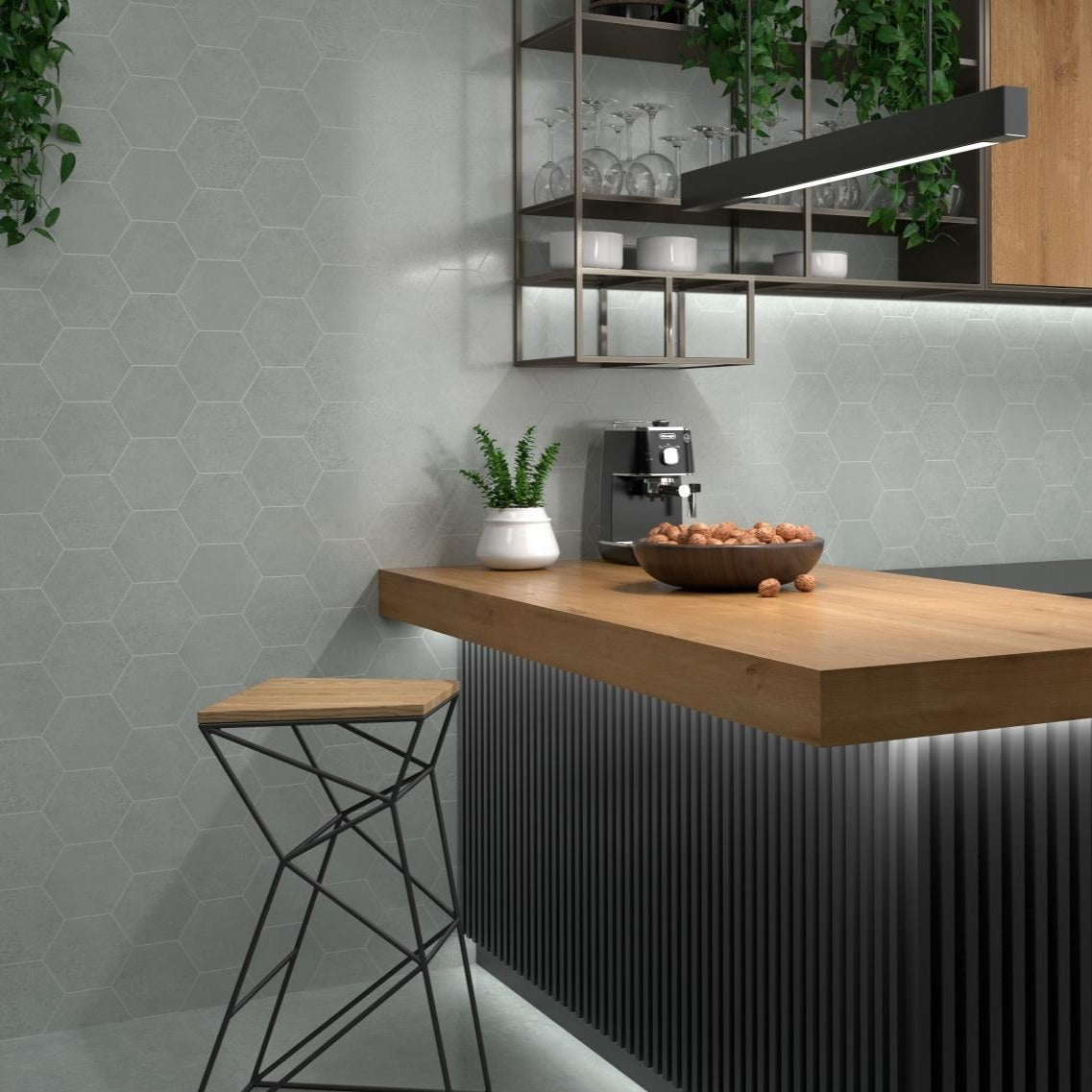 Dune Magnet Hexagon Argent Wall & Floor Tile 15x17cm