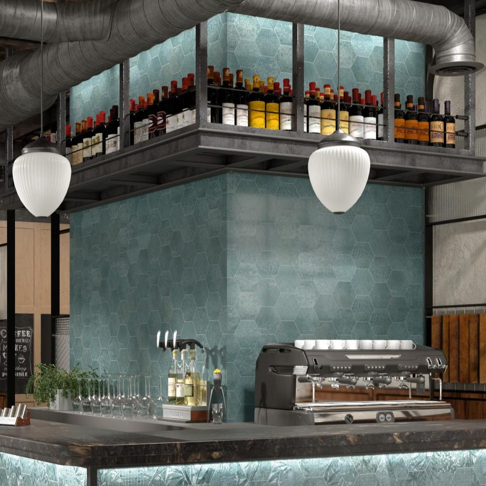 Dune Magnet Hexagon Petrol Wall & Floor Tile 15x17cm