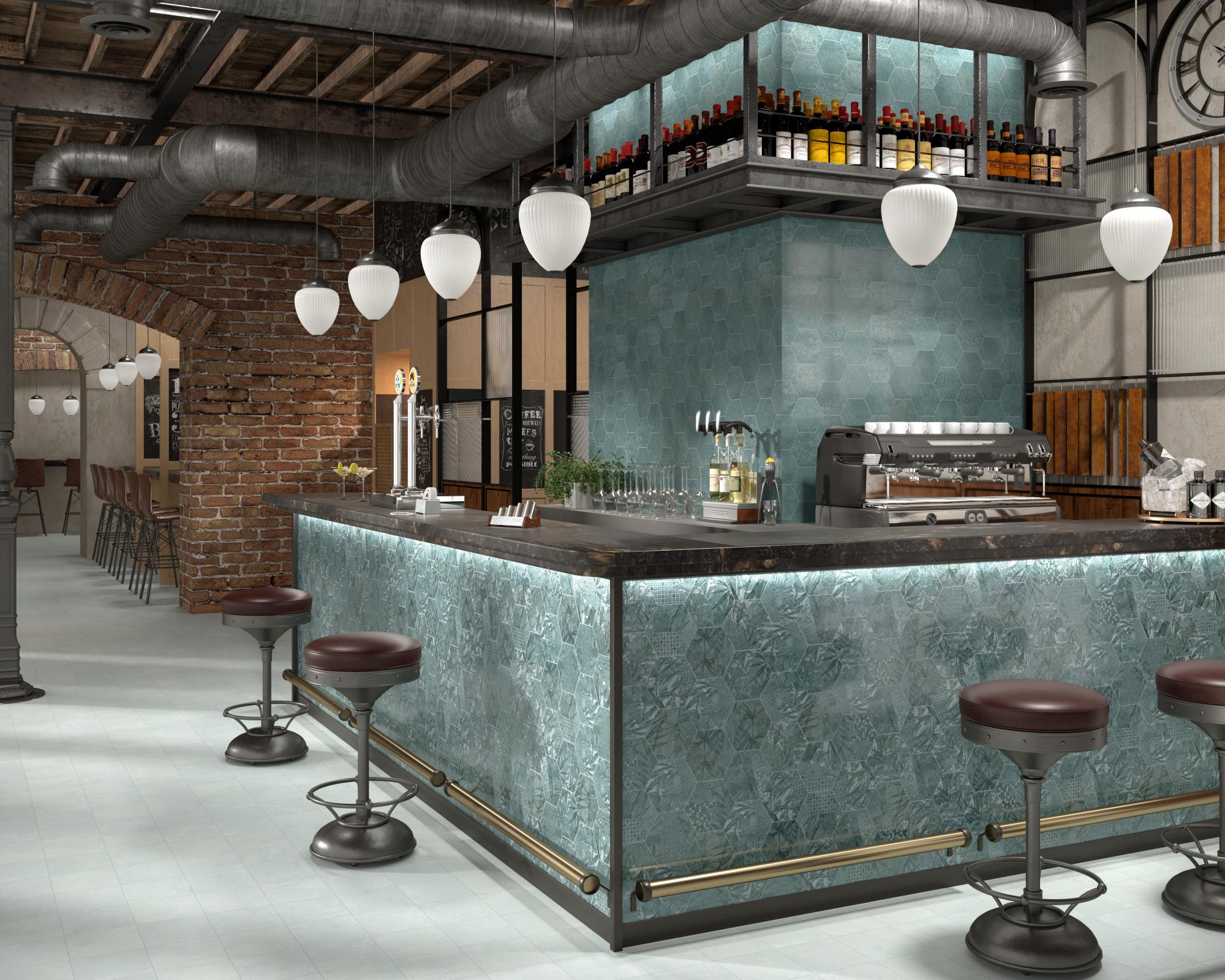 Dune Magnet Tropic Hexagon Petrol Wall & Floor Tile 15x17cm