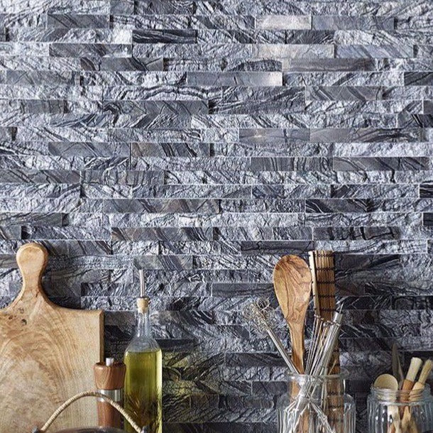 Splitface Zeus Nero Slate Cladding 10x36cm