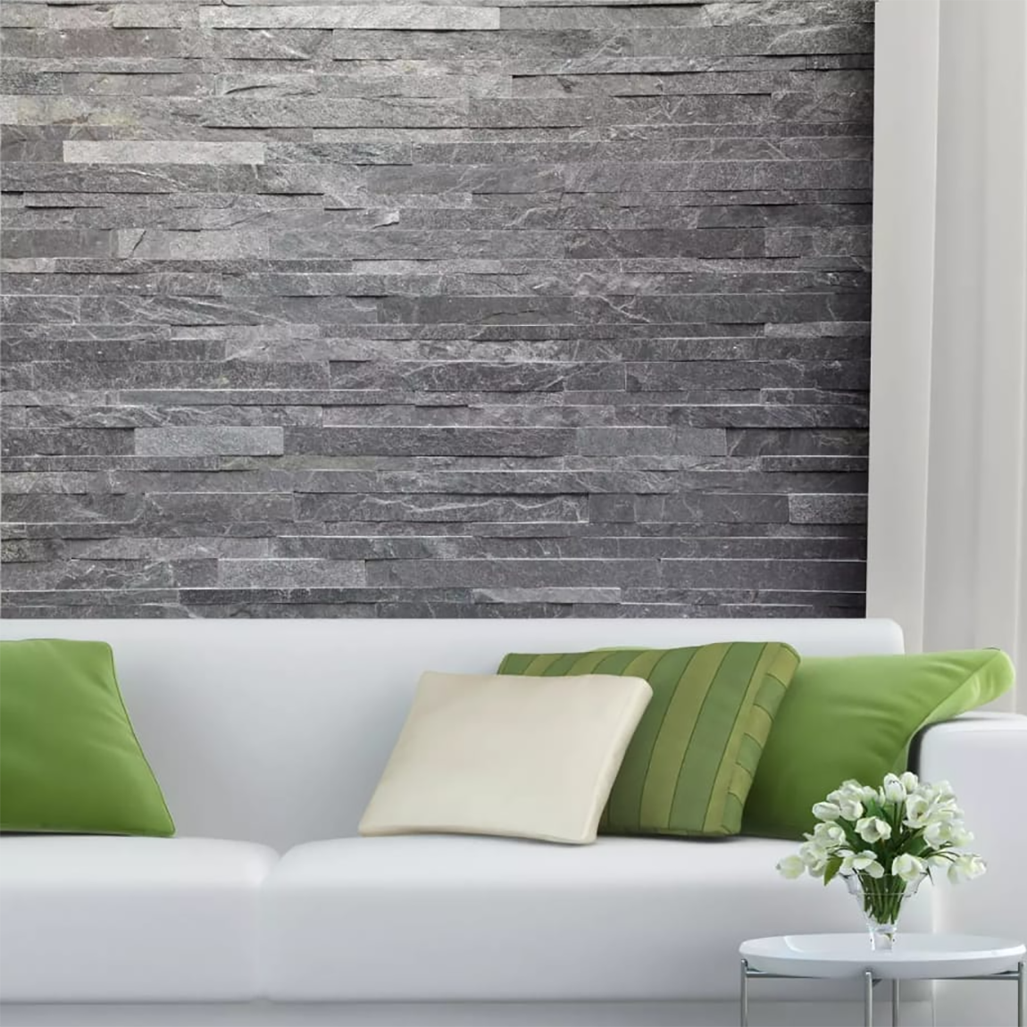 Splitface Black Natural Stone Wall Cladding 15x60cm