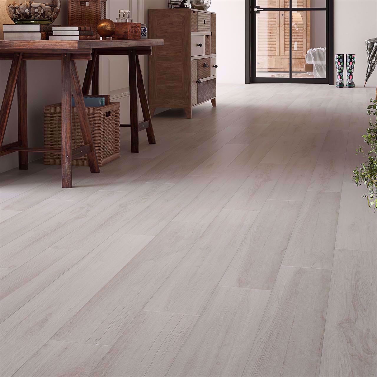 Stylwood White Wood Effect Porcelain Tile 15x90cm