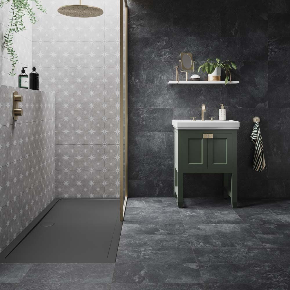 Vincent Grey Patterned Vitrified Ceramic Wall and Floor Tile 33.5x33.5cm-Verona-P12038