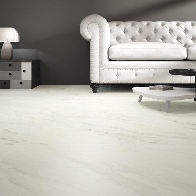 Calacatta White Marble Effect Matt XL Porcelain Tile 80x80cm