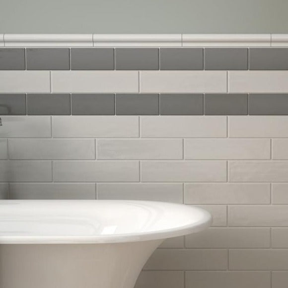 Cottage Dark Grey Ceramic Wall Tile 7.5x30cm