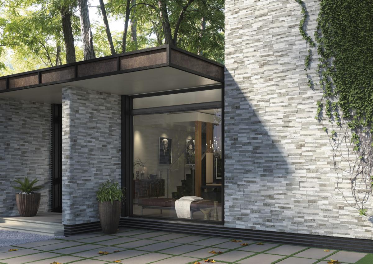 Cube Grey Splitface Effect Porcelain Cladding 15x61cm