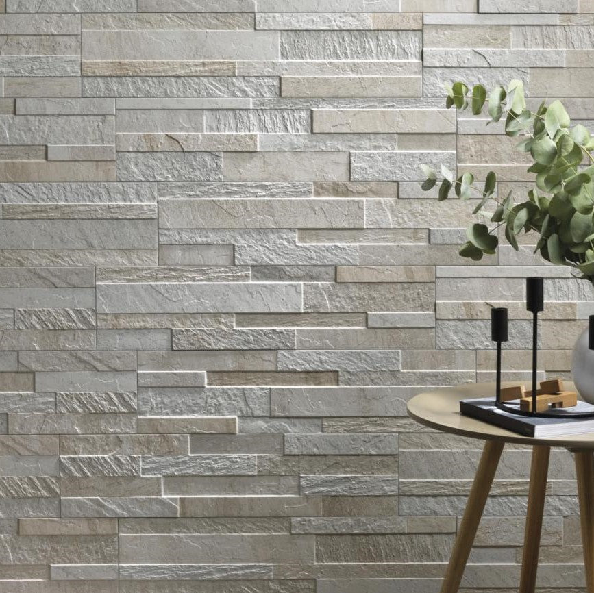 Cube White Splitface Effect Porcelain Cladding 15x61cm