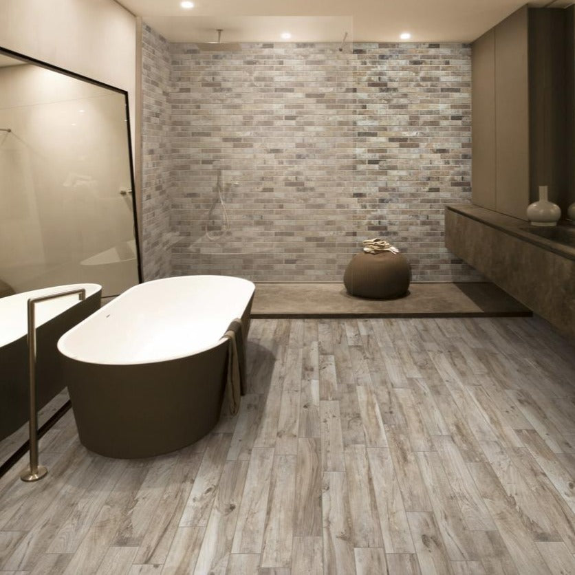 Rondine Living Marrone Wood Effect Porcelain Tile 7.5x45cm