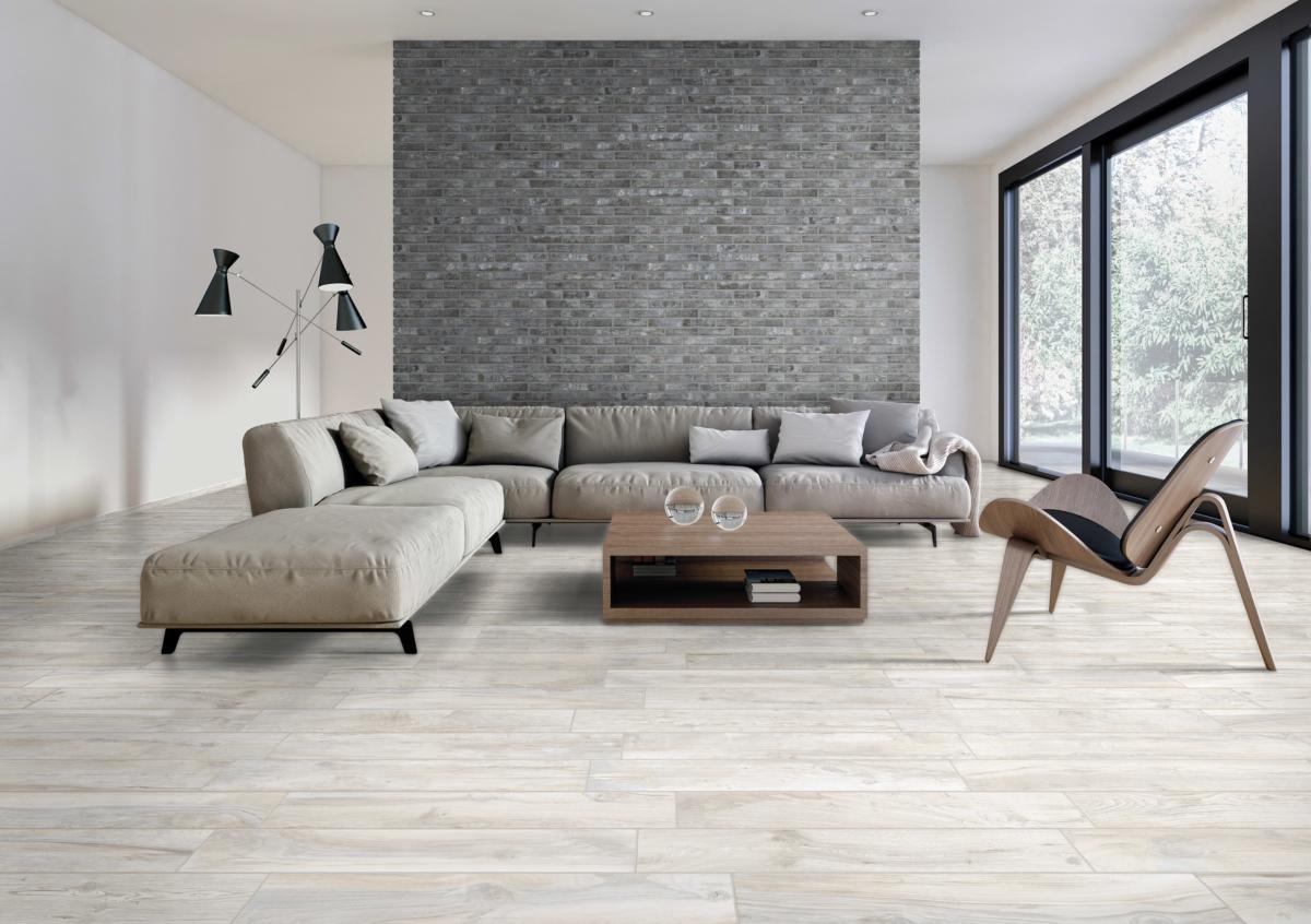 Rondine Living Bianco Wood Effect Porcelain Tile 7.5x45cm