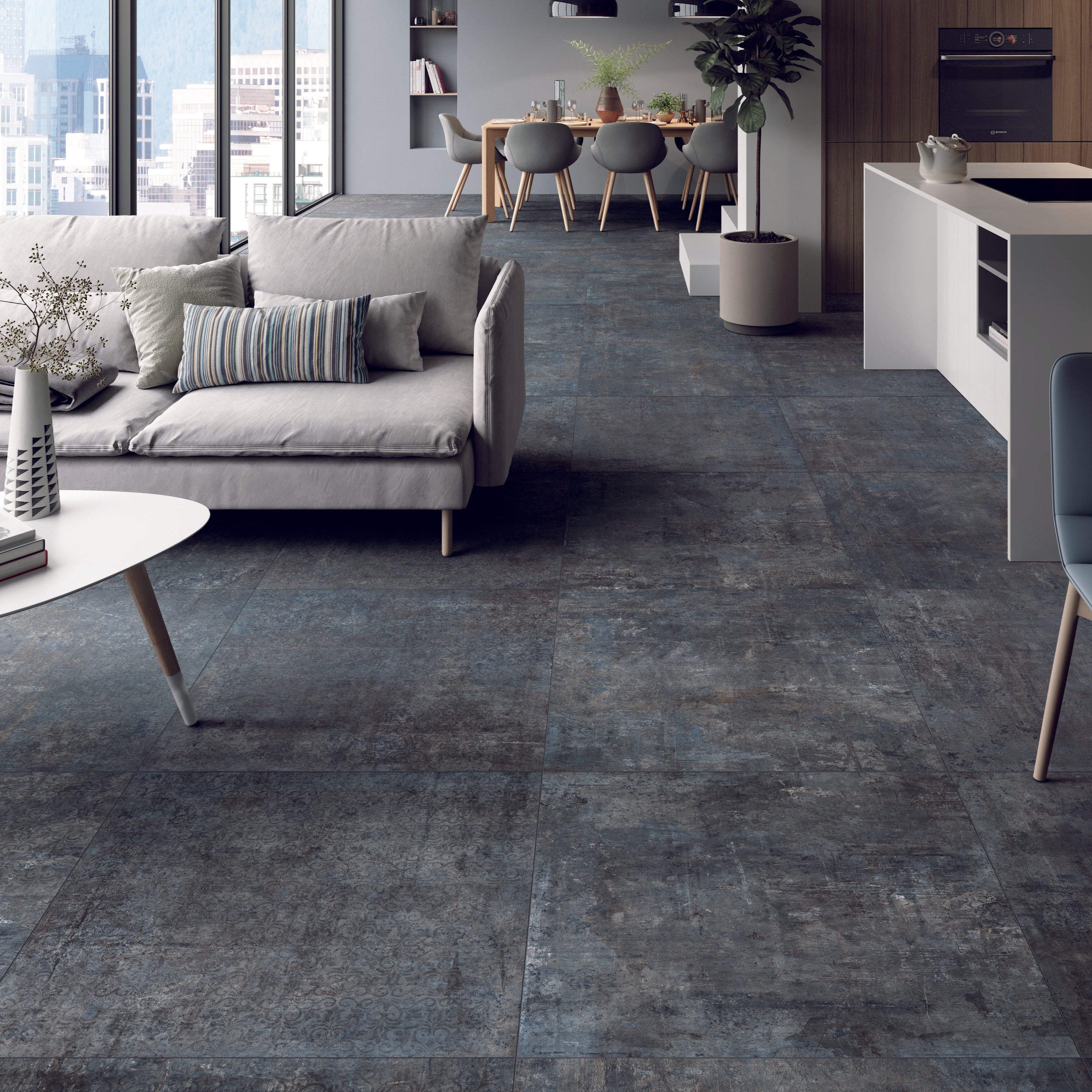 Industrial Concrete Effect Dark Grey Tile 80x40cm