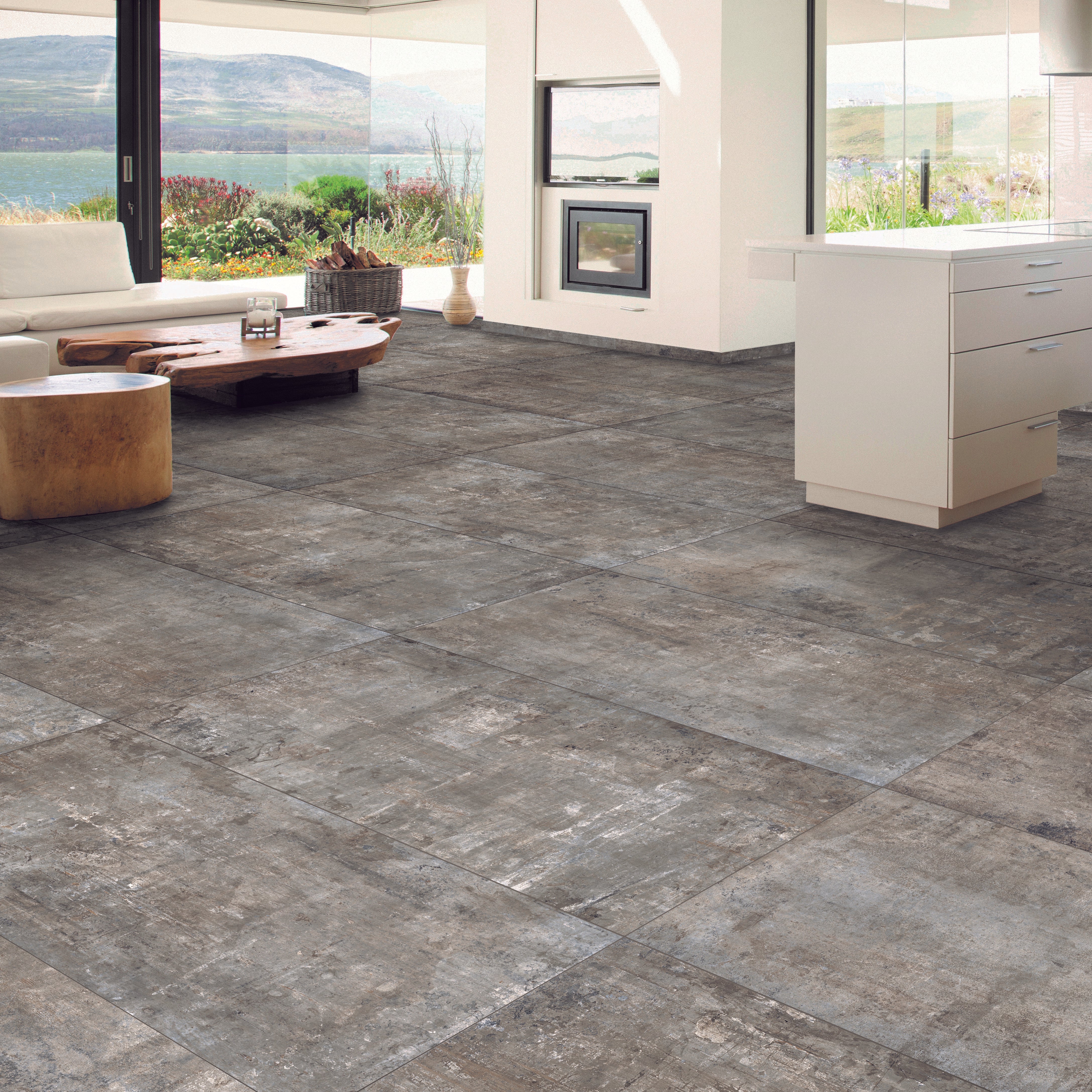 Industrial Concrete Effect Dark Grey Tile 80x40cm