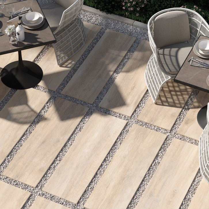 Rondine Greenwood Beige Outdoor Porcelain Slab Tile 40x120cm