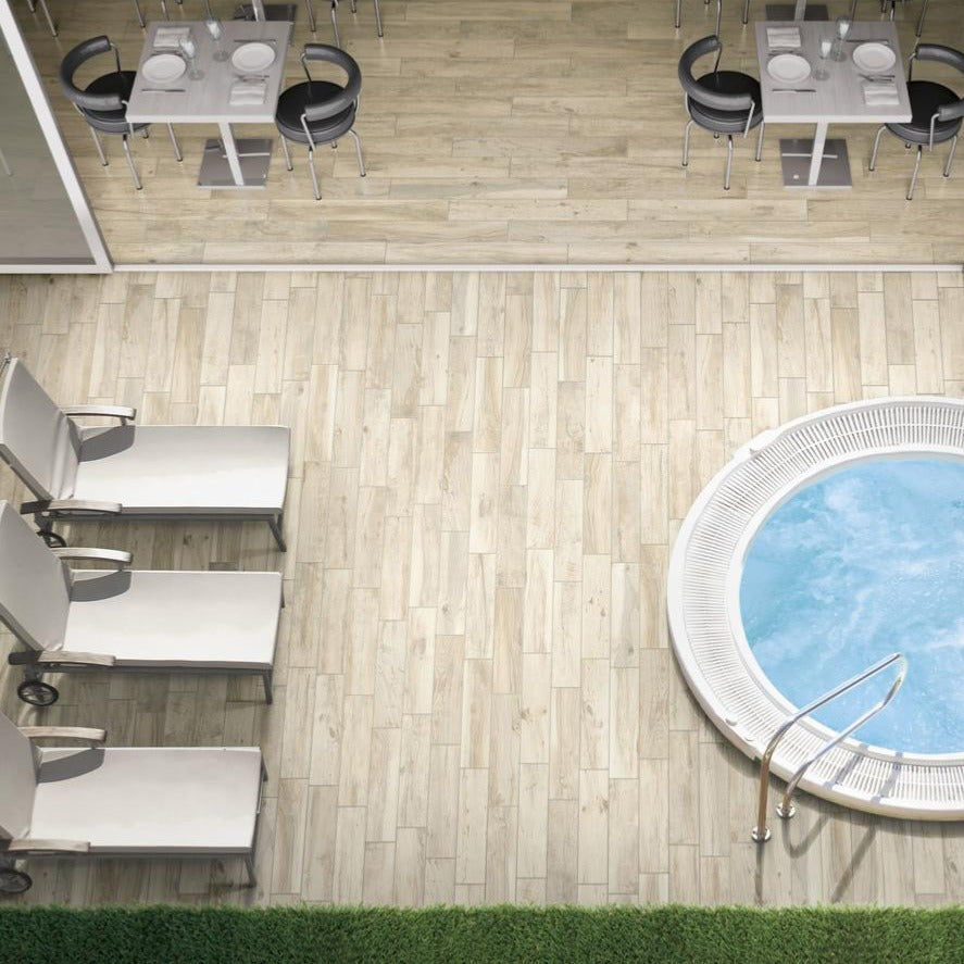 La Foresta Cream Wood Effect Porcelain Tile 15x100cm